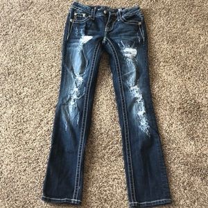 Miss me distressed straight leg jeans medium wash